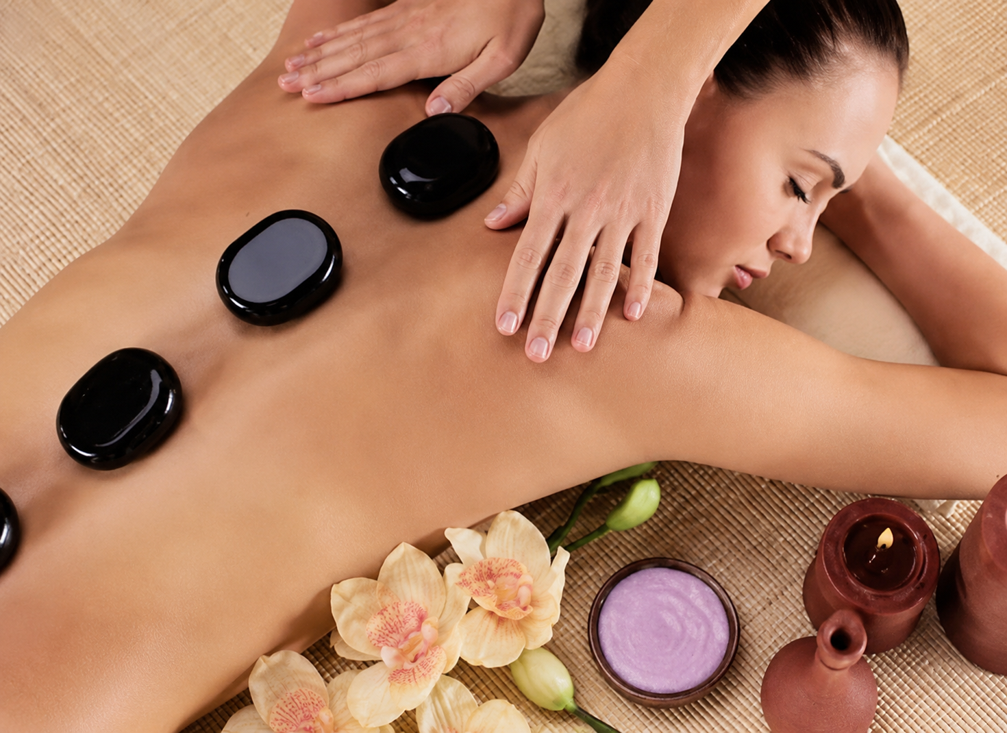 Hot stone massage treatment at Vedas Spa